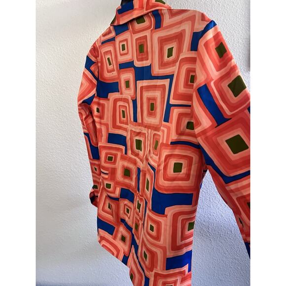 Vtg 60s 70s Pykettes Groovy Disco Mod Blouse L Long Sleeve Orange - Picture 3 of 6